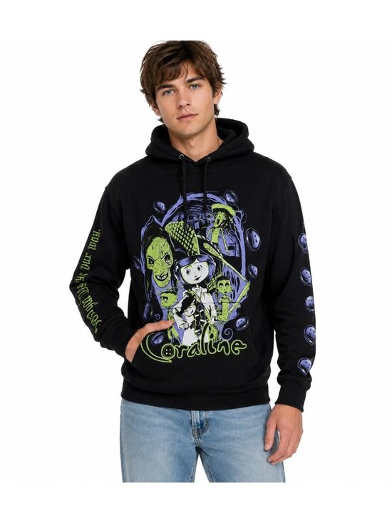 Coraline Group Other - New Coraline Graphic Hoodie Black Licensed Pullover Sweatshirt Sz L NWT